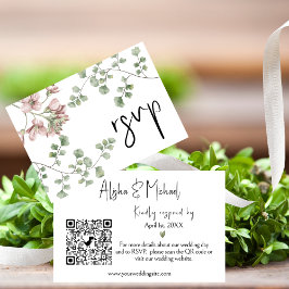 Minimalistische bruiloft RSVP QR Code Enclosure Ka Informatiekaartje