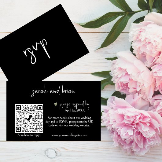 Minimalistische bruiloft RSVP QR Code Enclosure Ka Informatiekaartje