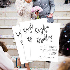 Minimalistische bruiloft samen met ouders kaart