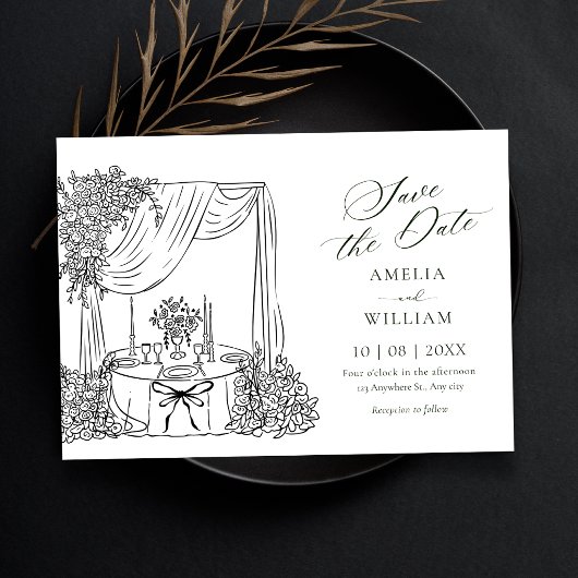Minimalistische bruiloft save the date