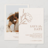 Minimalistische bruiloft Save the Date Botanical (Voorkant / Achterkant)
