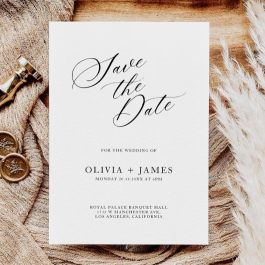 Minimalistische bruiloft save the date uitnodiging