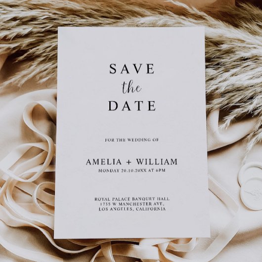Minimalistische bruiloft save the date uitnodiging