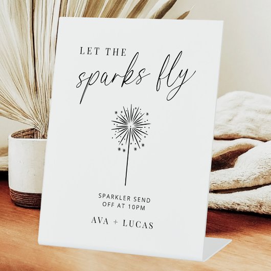 Minimalistische bruiloft Sparkler Verstuur Uit Reclamebord Met Voetstuk
