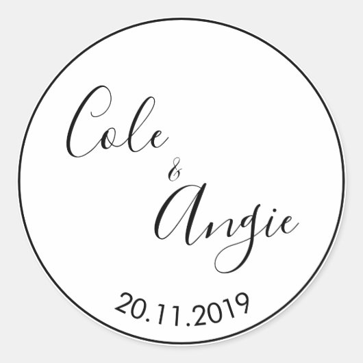 Minimalistische bruiloft Sticker met dunne lijn ra (Voorkant)