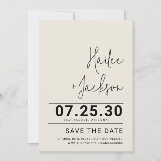 Minimalistische bruiloft Stijlvol Clean Simple Bol Save The Date (Voorkant)
