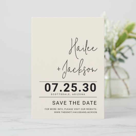 Minimalistische bruiloft Stijlvol Clean Simple Bol Save The Date (Staand voorkant)