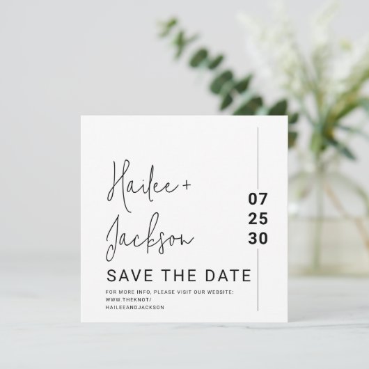 Minimalistische bruiloft Stijlvol Schoon Eenvoudig Save The Date (Staand voorkant)