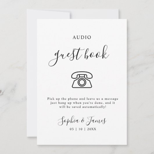 Minimalistische bruiloft Telefoon Guestbook Sign Kaart (Voorkant)