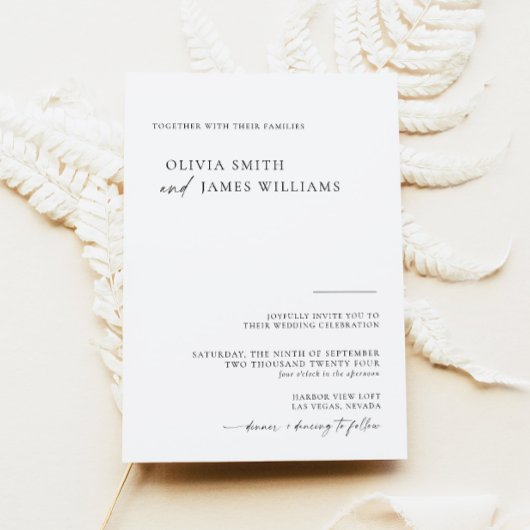 Minimalistische bruiloft uitnodiging, elegante bru kaart