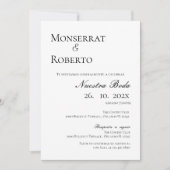 Minimalistische bruiloft uitnodiging in het Spaans (Voorkant)