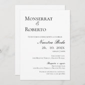 Minimalistische bruiloft uitnodiging in het Spaans (Voorkant / Achterkant)