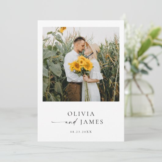 Minimalistische bruiloft uitnodiging, moderne brui kaart (Staand voorkant)