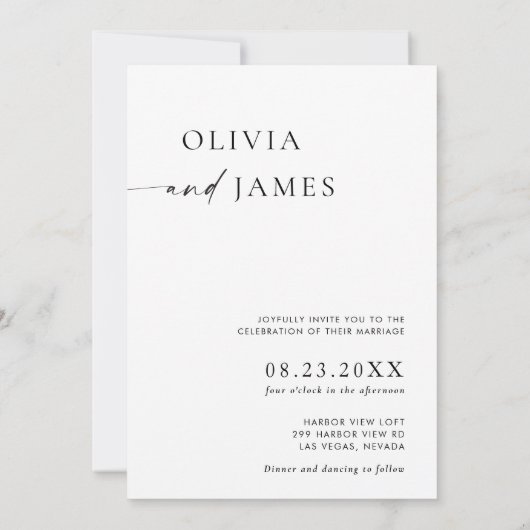 Minimalistische bruiloft uitnodiging, moderne brui kaart (Achterkant)