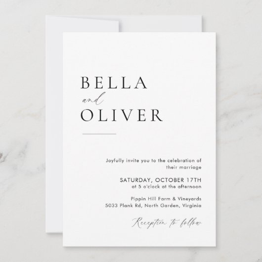 Minimalistische bruiloft uitnodiging Sjabloon met  (Voorkant)