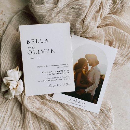 Minimalistische bruiloft uitnodiging Sjabloon met 