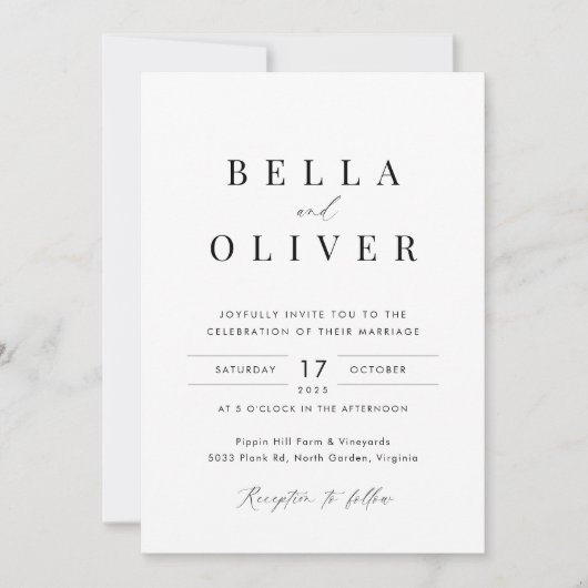 Minimalistische bruiloft uitnodiging Sjabloon met (Voorkant)
