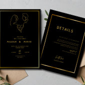 Minimalistische bruiloft uitnodiging zwart elegant