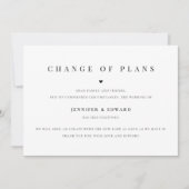 Minimalistische bruiloft uitstel wit kaart (Voorkant)