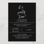 Minimalistische bruiloft verjaardagsfeestje zwart  kaart (Voorkant)