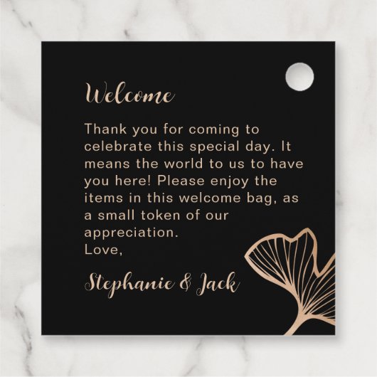 Minimalistische bruiloft welkom geschenk tas bedankjes labels (Achterkant)