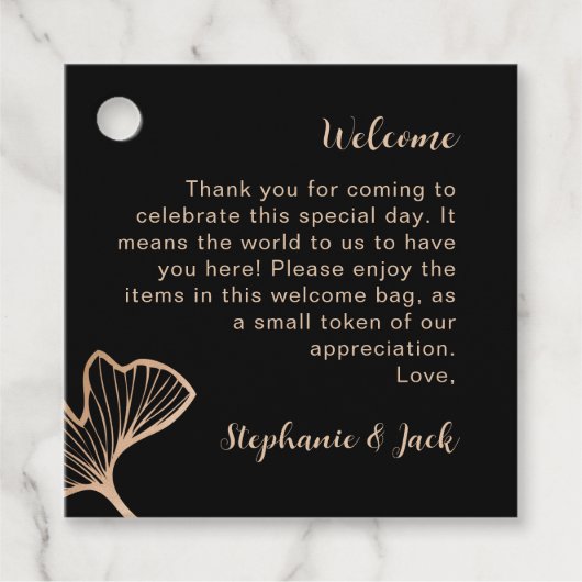 Minimalistische bruiloft welkom geschenk tas bedankjes labels (Voorkant)