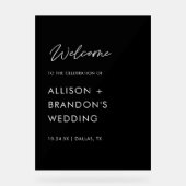 Minimalistische bruiloft welkom zwart acryl bord (Voorkant)