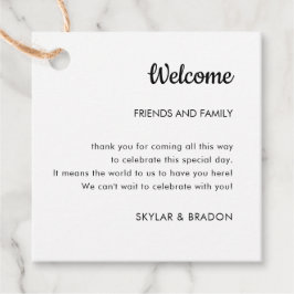 Minimalistische bruiloft welkomstgeschenk bedankjes labels