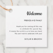 Minimalistische bruiloft welkomstgeschenk bedankjes labels (Voorkant)