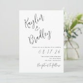 Minimalistische bruiloft witte uitnodigingen voorn (Staand voorkant)