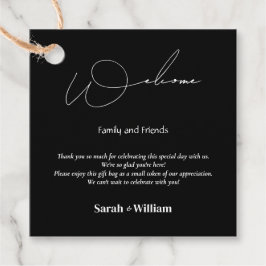 Minimalistische Bruiloft Zwart-wit Gift Favor Tags Bedankjes Labels