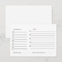 Minimalistische bruiloftrecept verzoek informatiekaartje