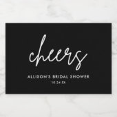 Minimalistische Bruiloftsborrel Zwart Cheers Sparkling Wijnetiket (Enkel label)