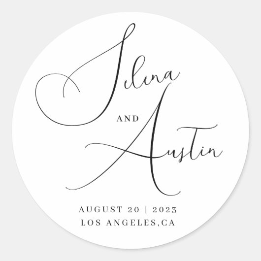 Minimalistische bruiloftsen voor handscript ronde sticker (Voorkant)