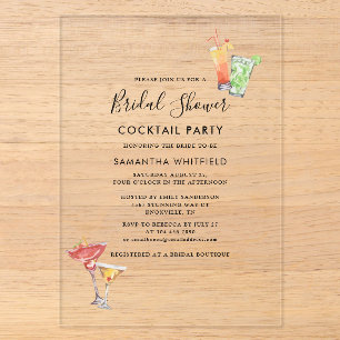 Minimalistische Bruiloftsfeest Cocktailparty Acryl Uitnodigingen