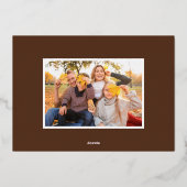 Minimalistische Bruin en Goud Thanksgiving 2 Foto Folie Feestdagenkaart (Achterkant)