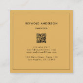 Minimalistische bruin en witte strepen QR Code Bak Vierkante Visitekaartje (Achterkant)