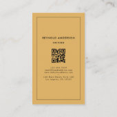 Minimalistische bruin en witte strepen QR Code Bak Visitekaartje (Achterkant)