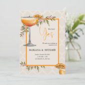 Minimalistische Bruin Sinaasappel Engagement Party Feestdagenkaart (Staand voorkant)