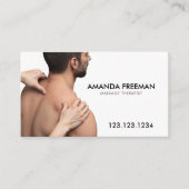 Minimalistische bruin-witte massagetherapie visitekaartje (Voorkant)