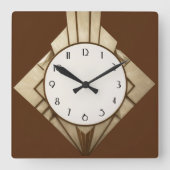 Minimalistische bruine Art Deco geometrische diama Vierkante Klok (Voorkant)