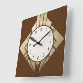 Minimalistische bruine Art Deco geometrische diama Vierkante Klok (Hoek)