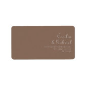 Minimalistische bruine avond Boho-huwelijksretour Etiket (Voorkant)