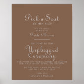 Minimalistische bruine Boho Wedding Unplugged Cere Poster (Voorkant)