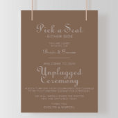 Minimalistische bruine Boho Wedding Unplugged Cere Poster