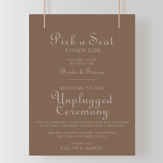 Minimalistische bruine Boho Wedding Unplugged Cere Poster