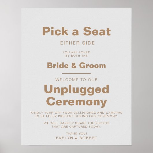 Minimalistische bruine bruiloft zonder plugging Ce Poster (Voorkant)