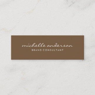 Minimalistische bruine cursieve tekst mini visitekaartje