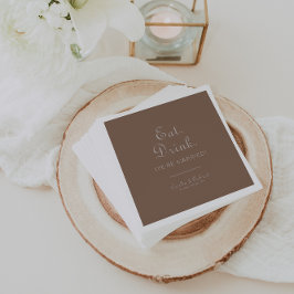 Minimalistische bruine Drink We zijn getrouwd Servet