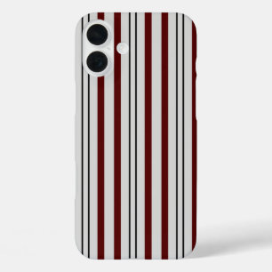 Minimalistische bruine en grijze verticale lijnen iPhone 16 plus hoesje